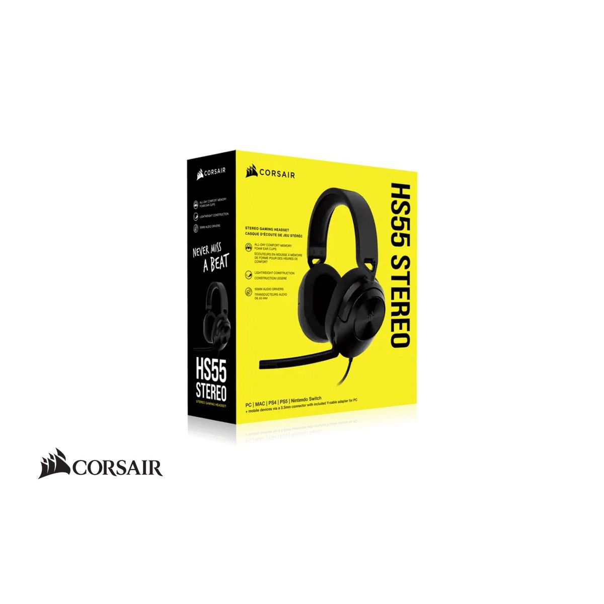 CORSAIR - Audífonos Corsair HS55 Surround 7.1 USB 3.5mm Carbon