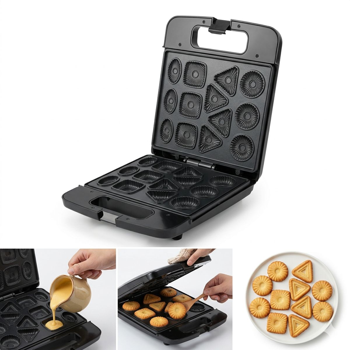 OEM - Máquina Eléctrica para Galletas 13 Cavidades - Horno Portátil Antiadherente para Repostería