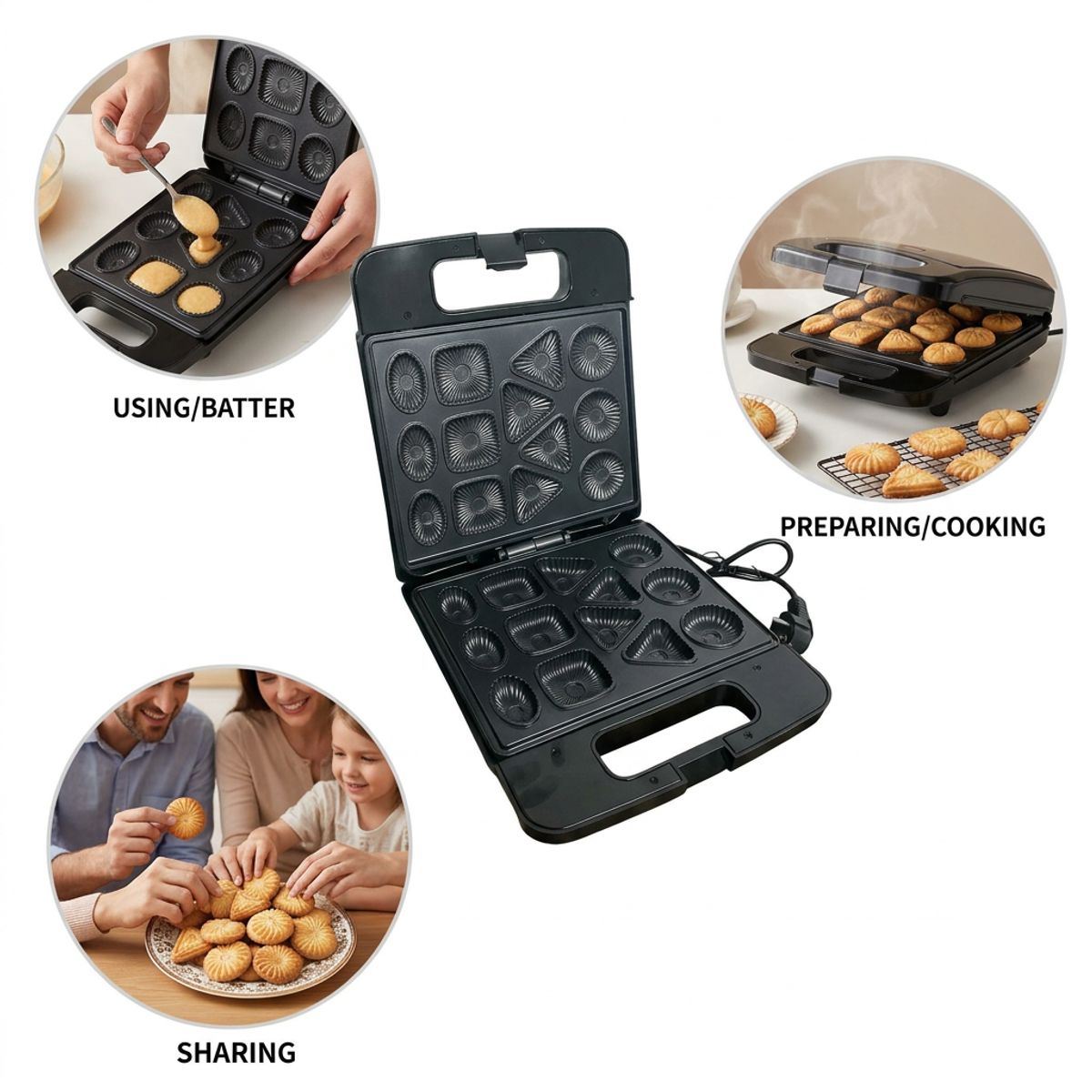 OEM - Máquina Eléctrica 13 Galletas con Antiadherente - Ideal para Regalo y Repostería Creativa