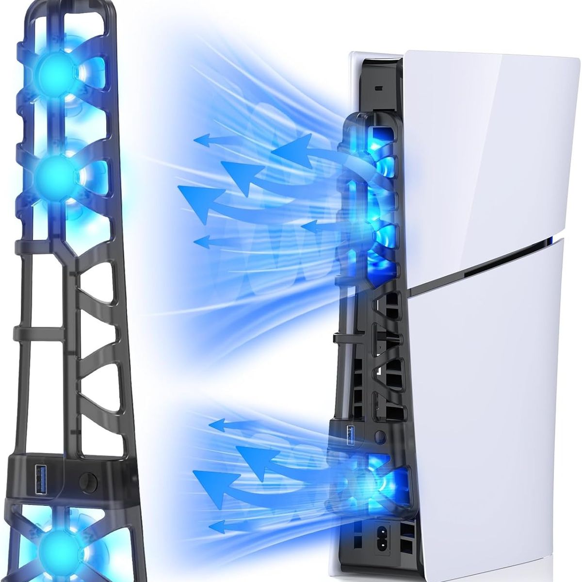DOBE - Cooler Ventilador Dobe TP5-3538 para PS5 Slim, 3 Velocidades, Luces LED y Puerto USB