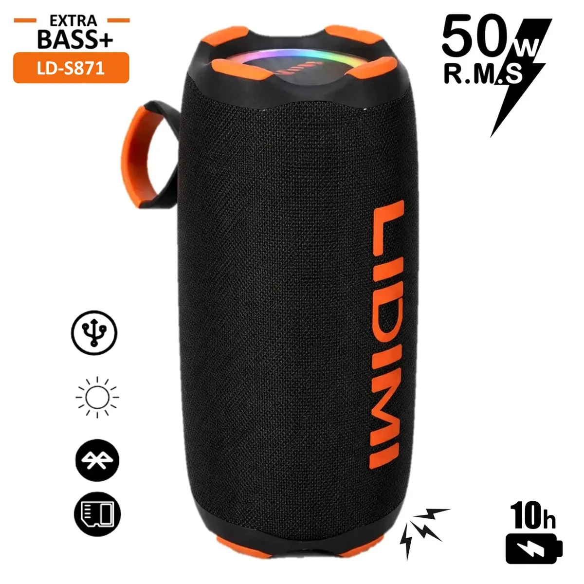 LIDIMI - Parlante Bluetooth Portatil Extra Bass Lidimi Ld-s871 50w Negro