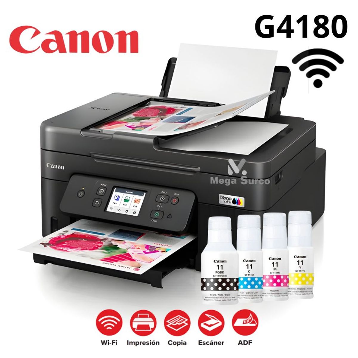 CANON - Impresora Multifuncional Canon PIXMA G4180 Wi-Fi ADF