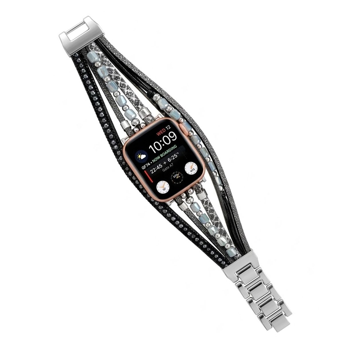 GENERICO - Correa Bohemia para Apple Watch 42mm S1-3 y 44- 45- 49mm - Negro