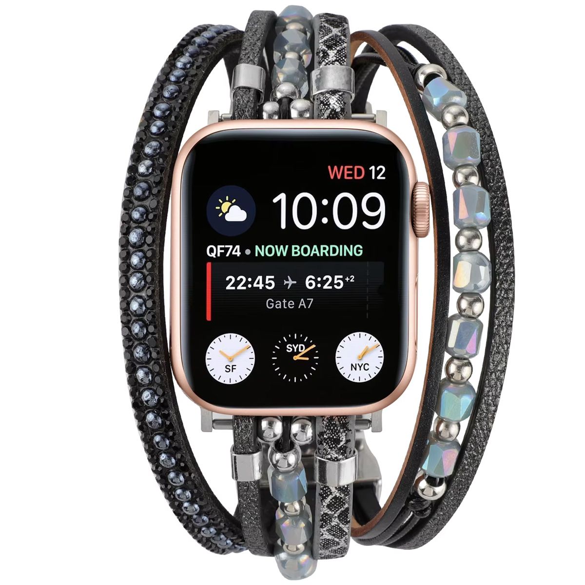 GENERICO - Correa Bohemia para Apple Watch 42mm S1-3 y 44- 45- 49mm - Negro