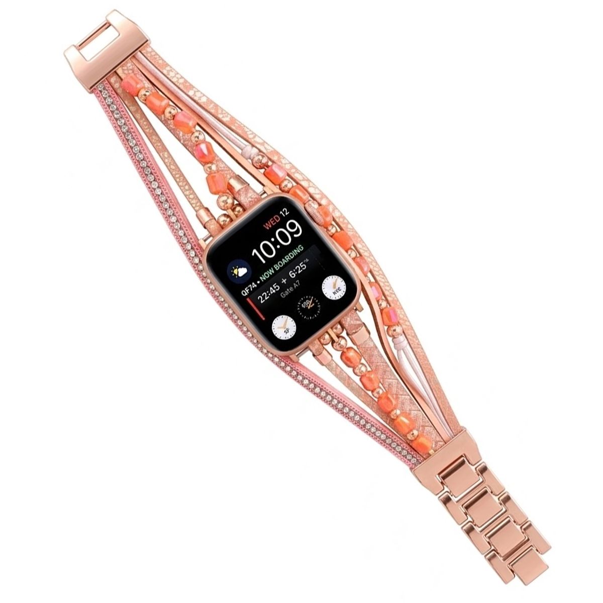 GENERICO - Correa Bohemia para Apple Watch 42mm S1-3 y 44- 45- 49mm - Rosa Gold