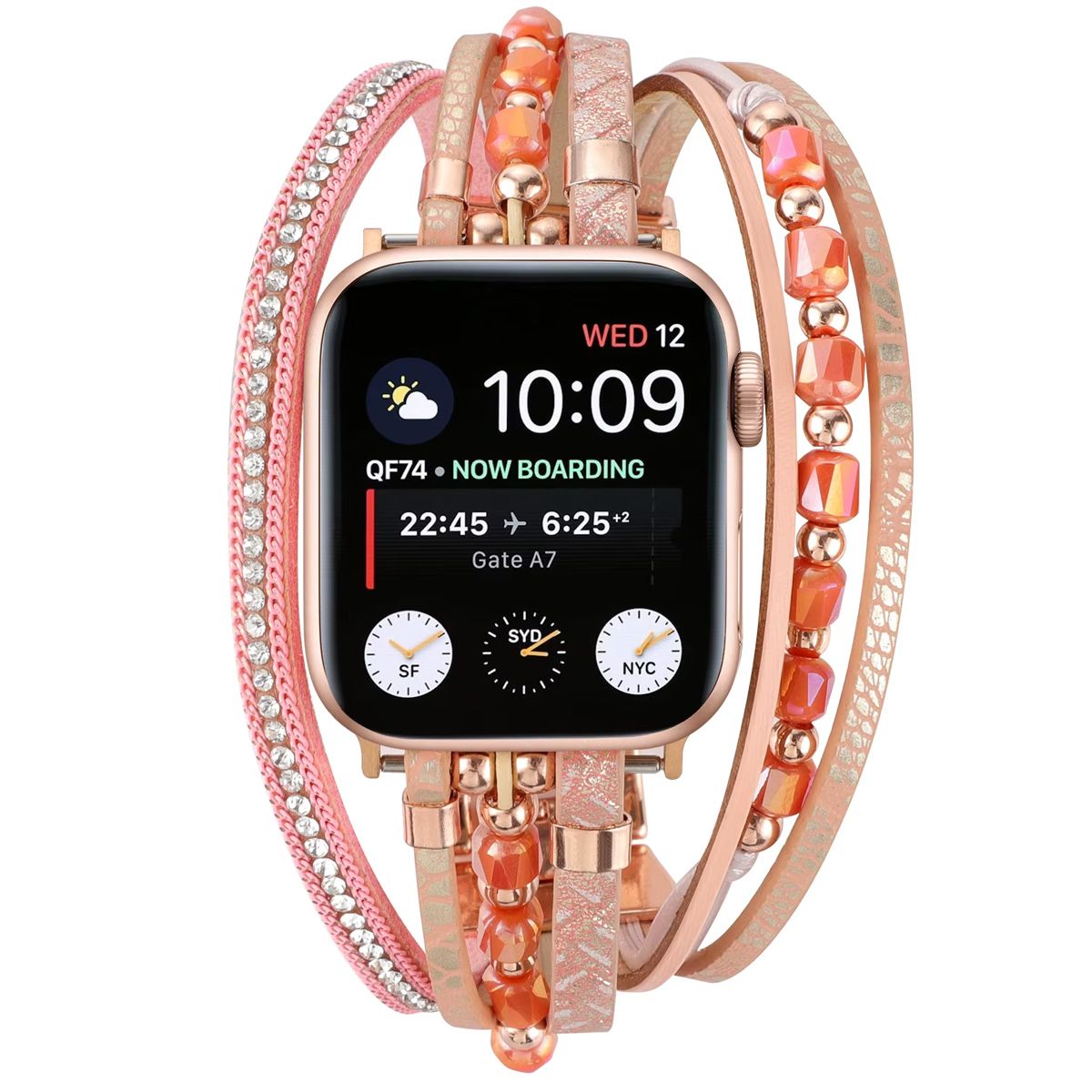 GENERICO - Correa Bohemia para Apple Watch 42mm S1-3 y 44- 45- 49mm - Rosa Gold