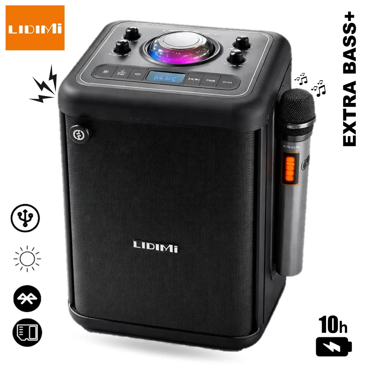LIDIMI - Parlante Portátil Bluetooth Lidimi Ld-s998 Extra Bass+ Usb Negro
