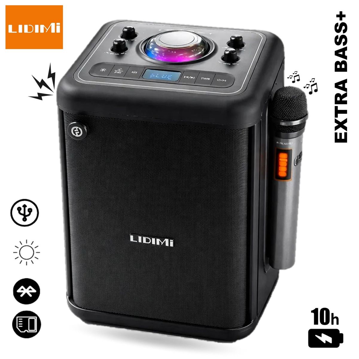 LIDIMI - Parlante Portátil Bluetooth Lidimi Ld-s998 Extra Bass+ Usb Negro