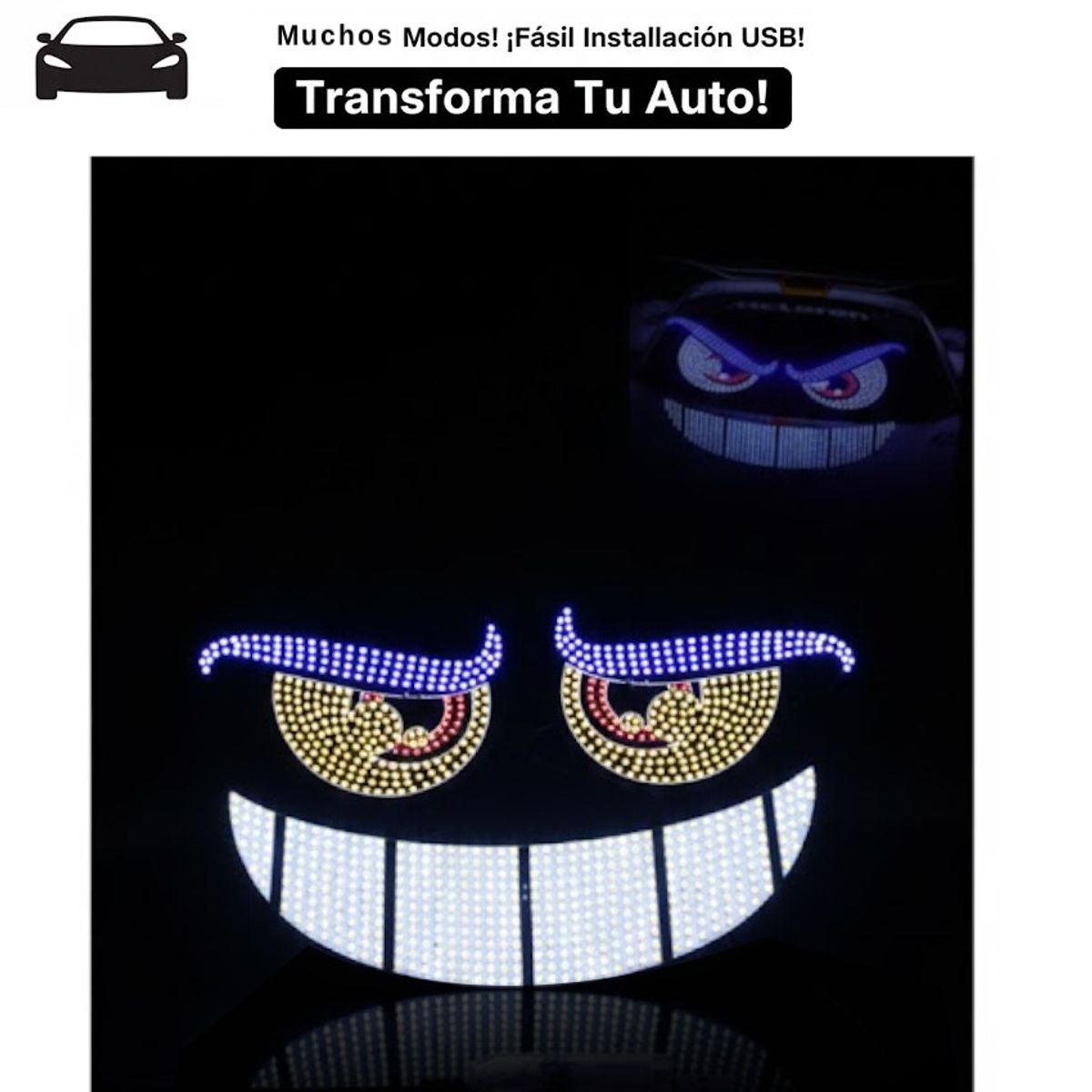 GENERICO - Letrero Led 3 pcs Devil Eyes Nuevo Modelo Auto 10 Modos Animación