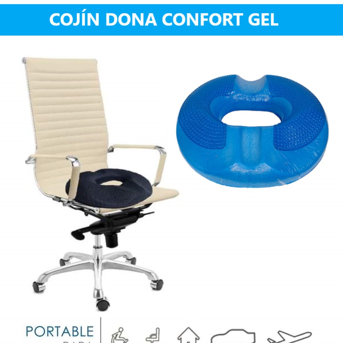 DI ROSSANA - Cojín Coxis de Visco-Gel de 1000gr - Alta Densidad Premium