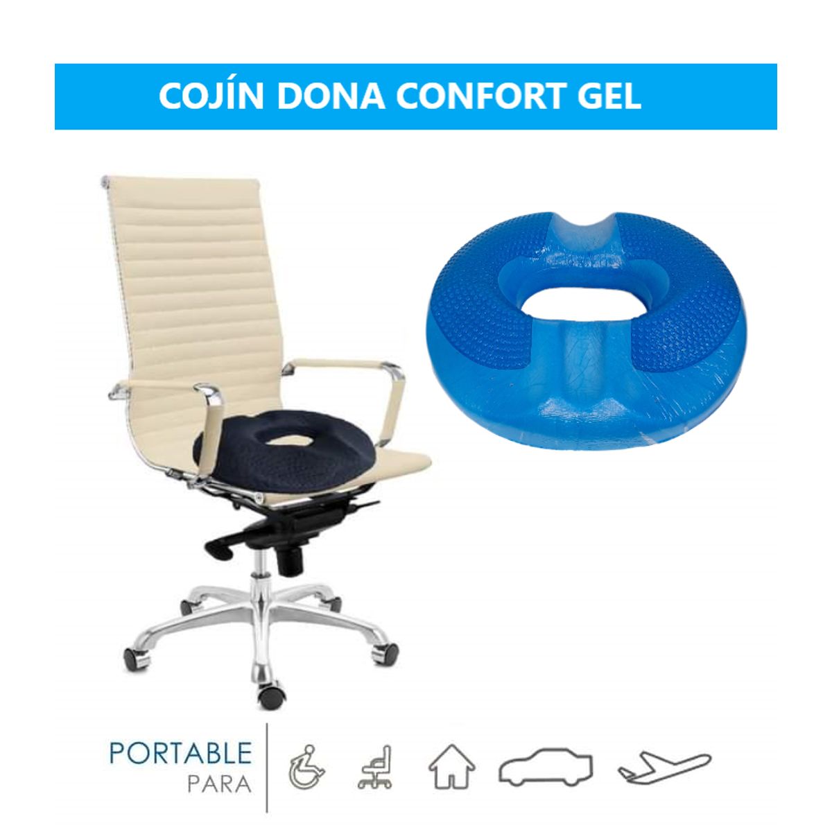 DI ROSSANA - Cojín Coxis de Visco-Gel de 1000gr - Alta Densidad Premium