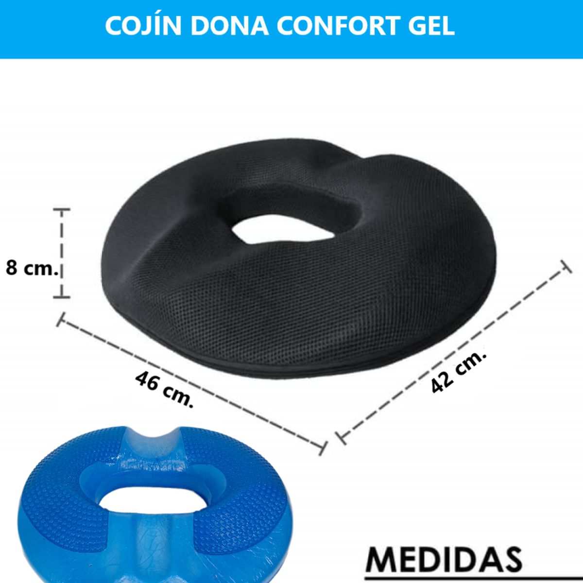 DI ROSSANA - Cojín Coxis de Visco-Gel de 1000gr - Alta Densidad Premium