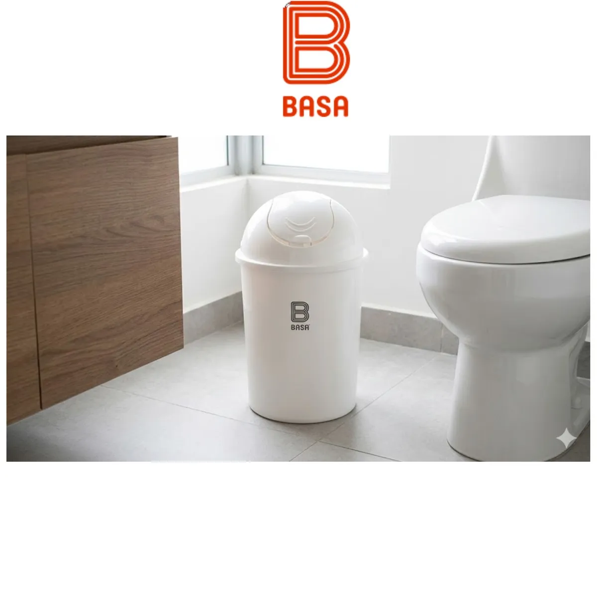 Basa - Papelera Redonda Vaiven8 LT Blanco- BASA.