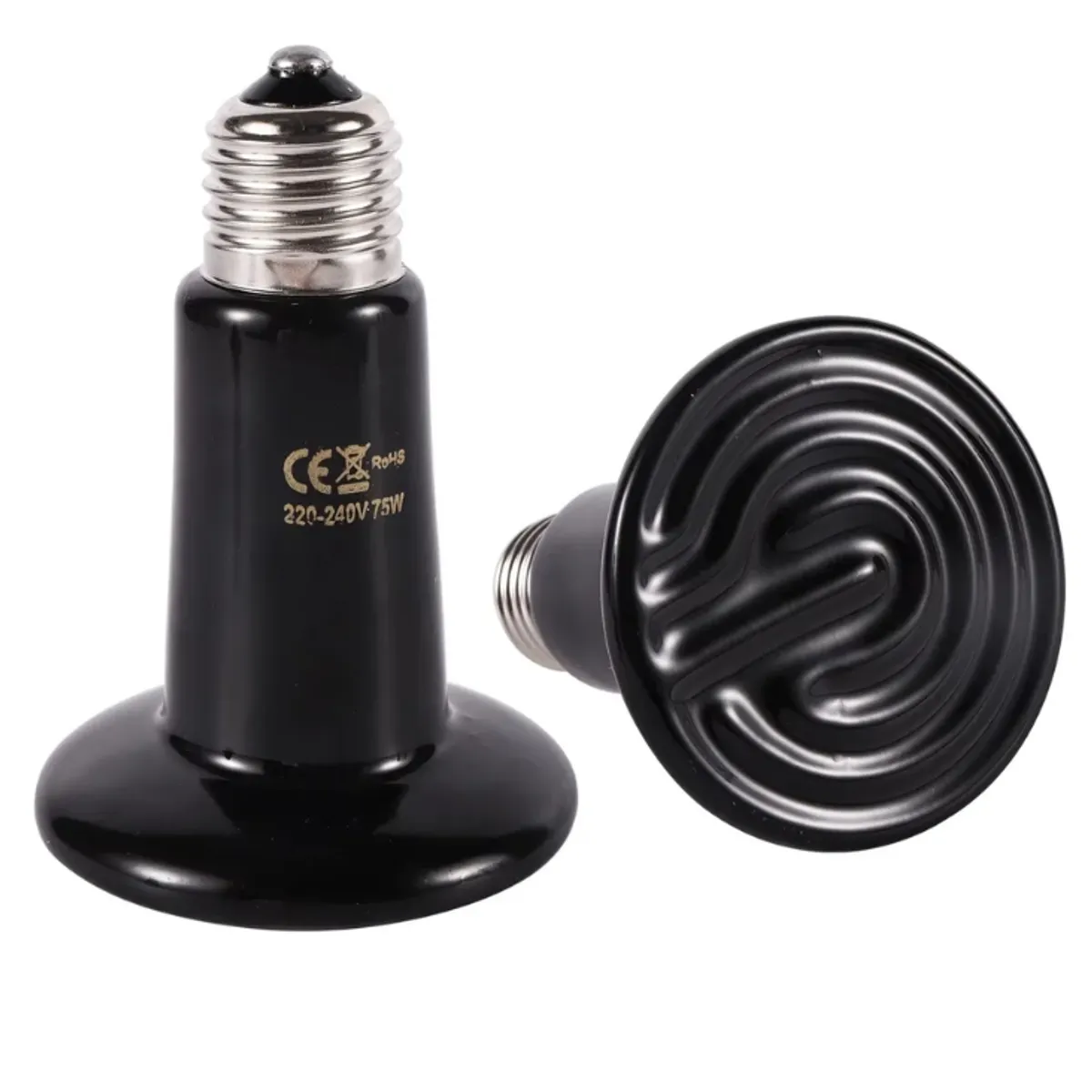 GENERICO - Pack de 2 Focos Cerámicos De Calor 75w E27 Reptiles Para Incubadora