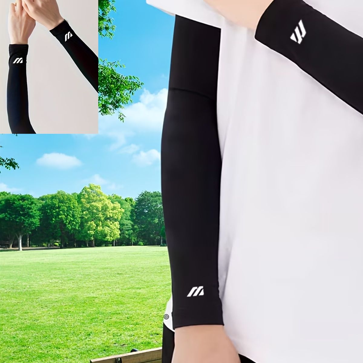 GENERICO - MANGAS BRAZOS VERANO HIELO ESTIRABLES FRESCOS PROTECCIÓN SOLAR NEGRO