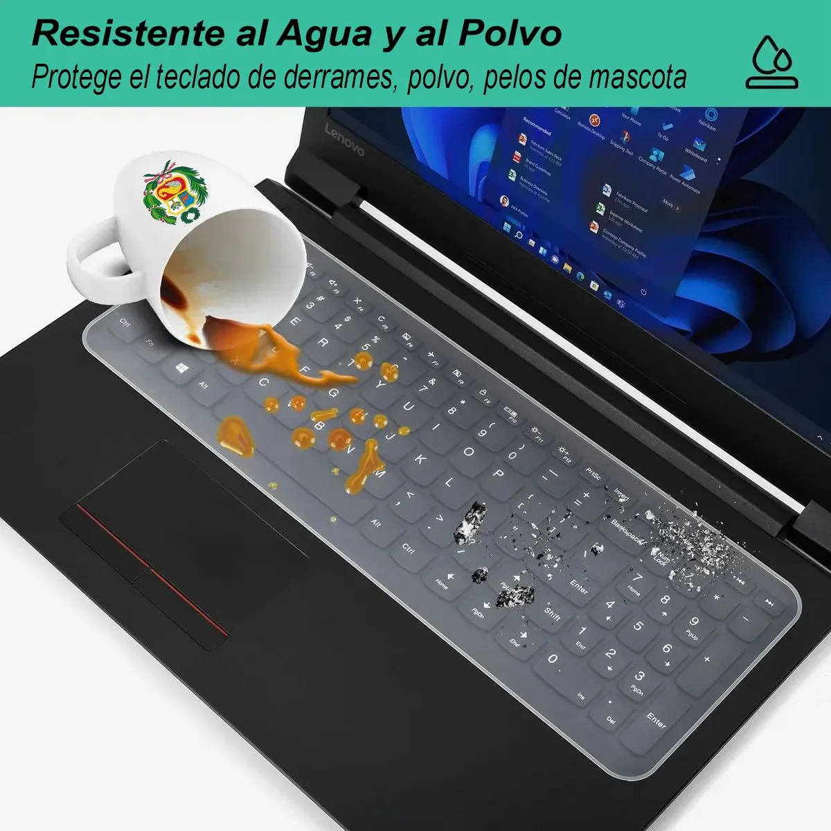 GENERICO - Protector de Teclado para Laptop de 15.6 a 17 pulgadas Transparente Silicona