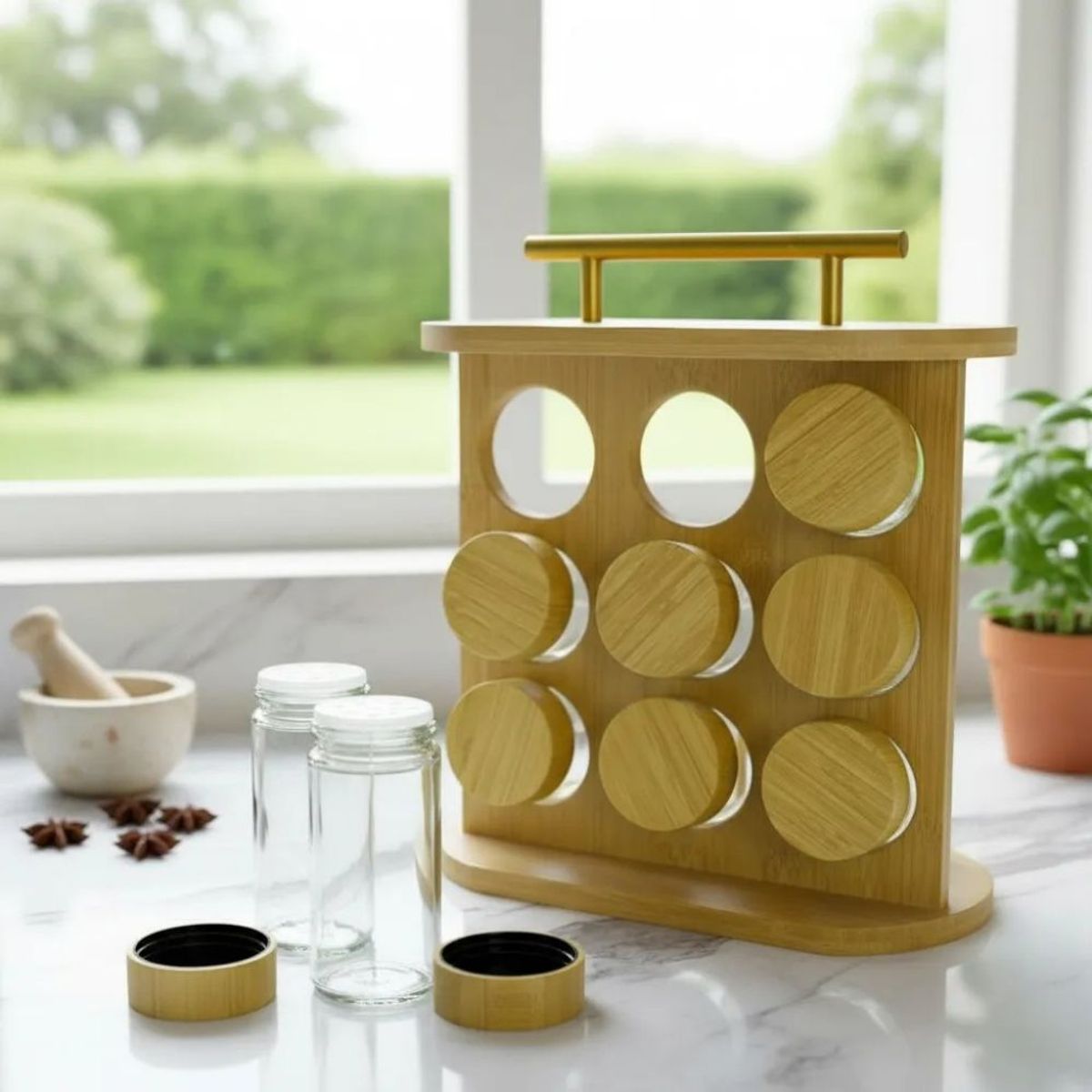 GENERICO - Set de Condimenteros Especieros 9 Frascos de 90 ml