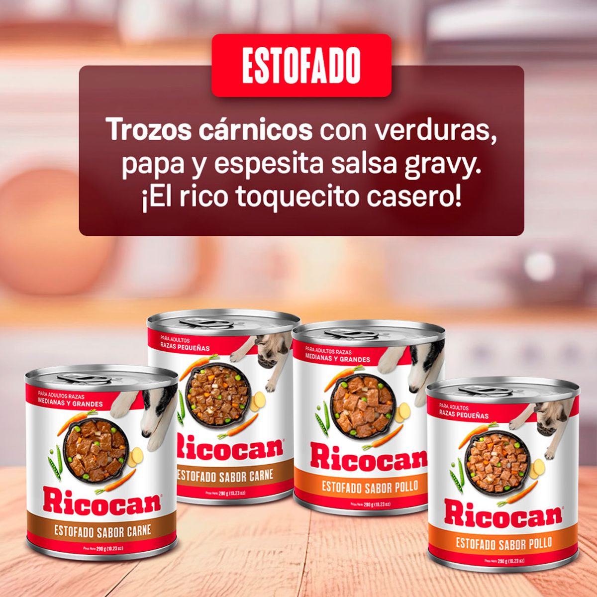 Estofado para Perro Mediano Grande Ricocan Carne 290gr, marca RICOCAN - Foto 2