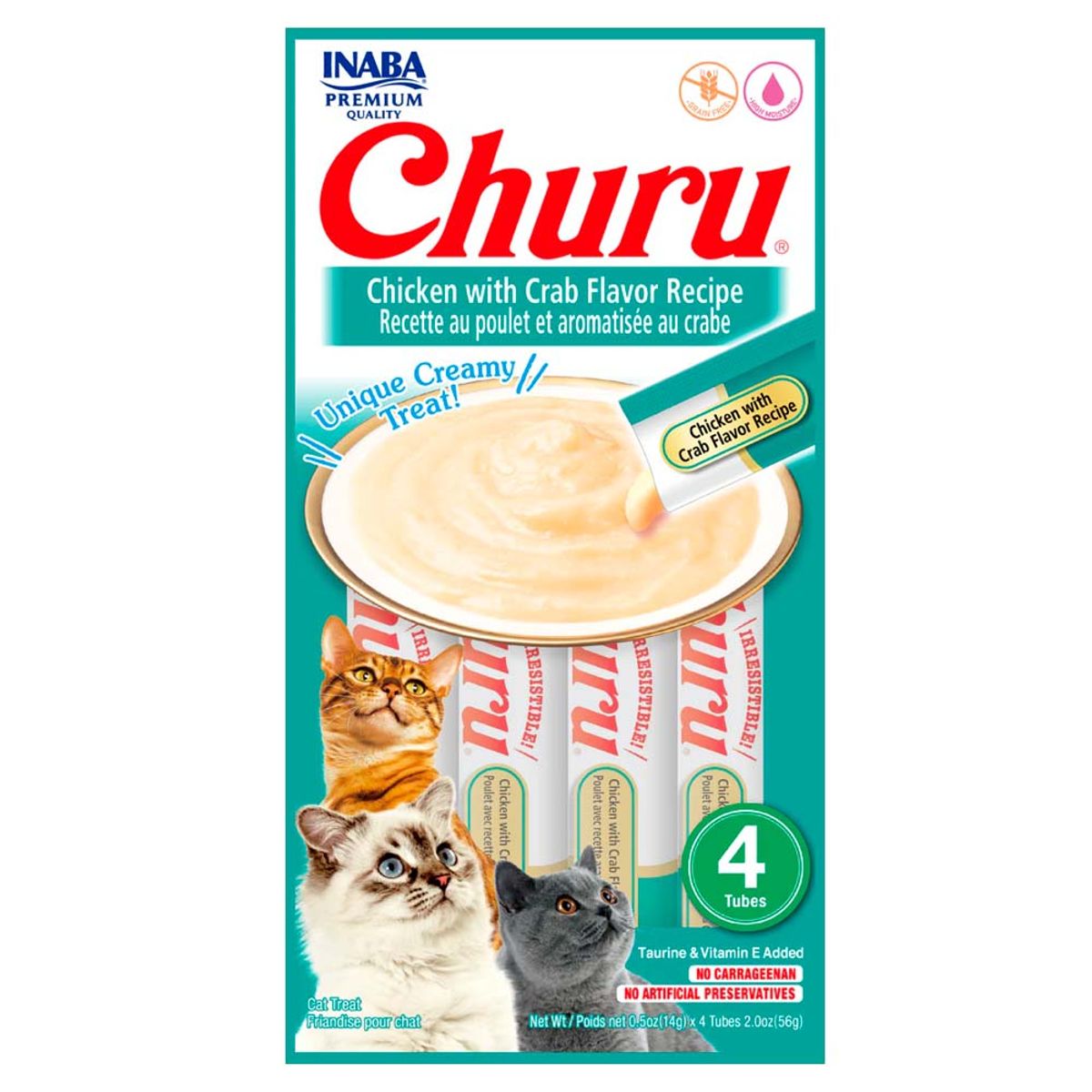 CHURU - Snack Cremoso Gato Churu Pollo y Cangrejo 6 sobres x 4 tubos