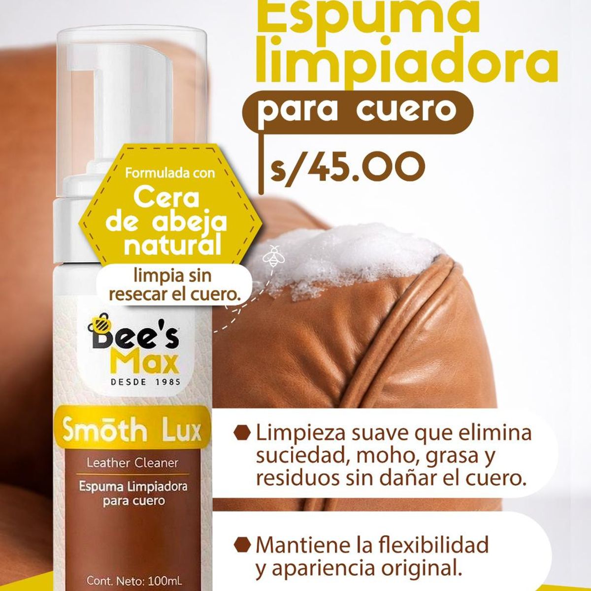 BEE'S MAX - Espuma Limpiadora Nutritiva Smoth Lux