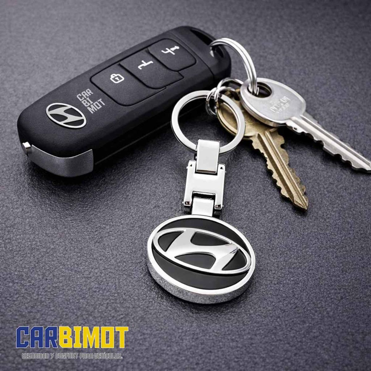 GENERICO - LLAVERO ACERO METALICO HYUNDAI NEGRO