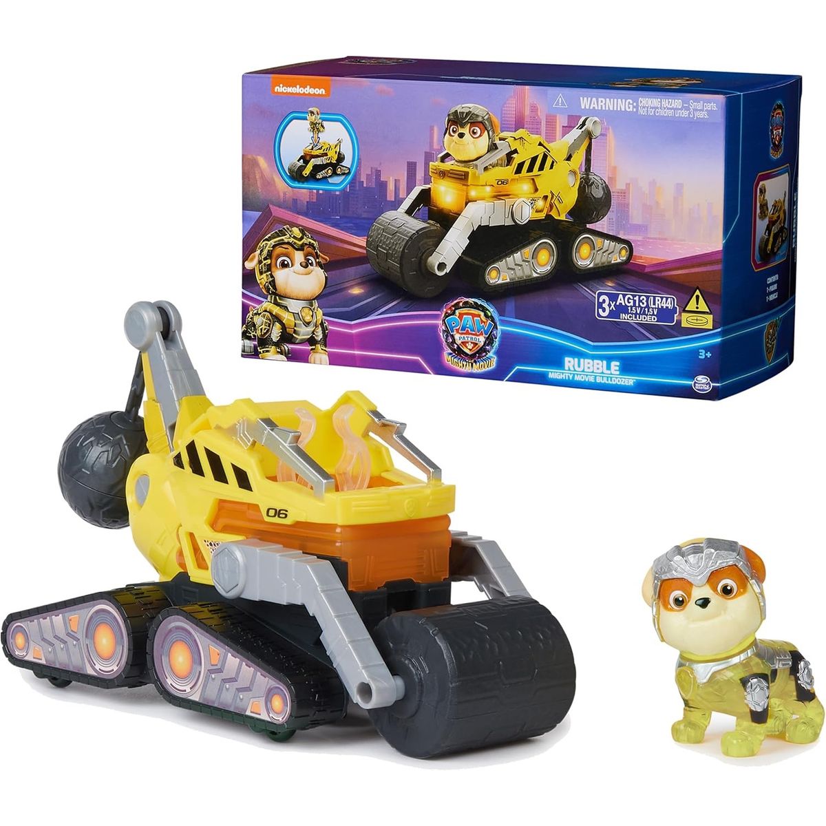 SPIN MASTER - Paw Patrol The Mighty Movie camión de construcción con Rubble Luces y Sonidos