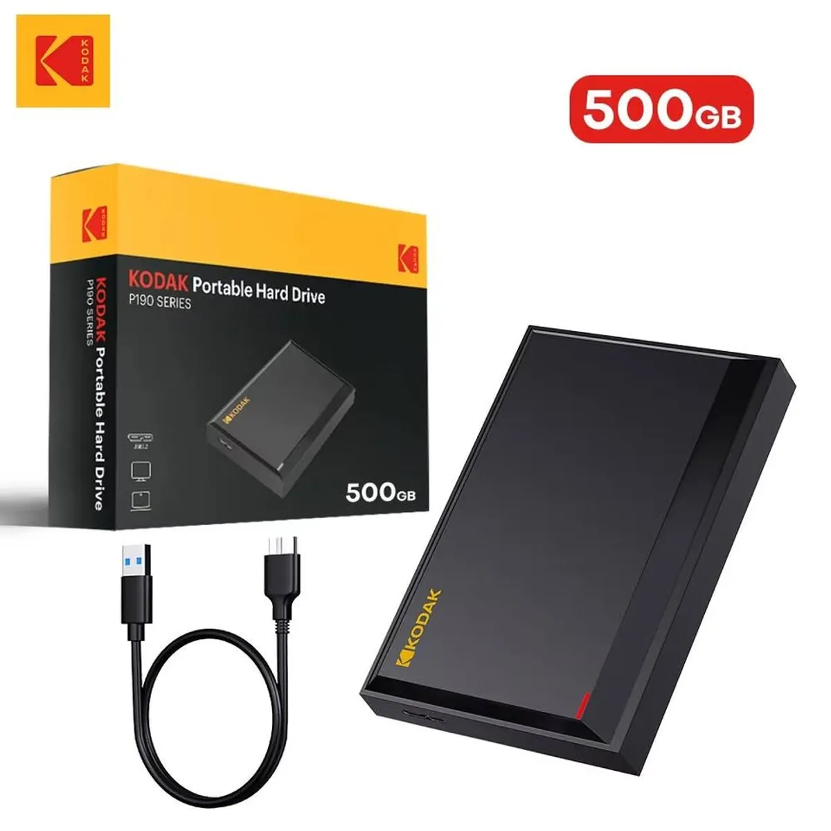 KODAK - KODAK P190 512GB 2,5 ''HDD disco duro externo portátil USB 3,0 5Gbps