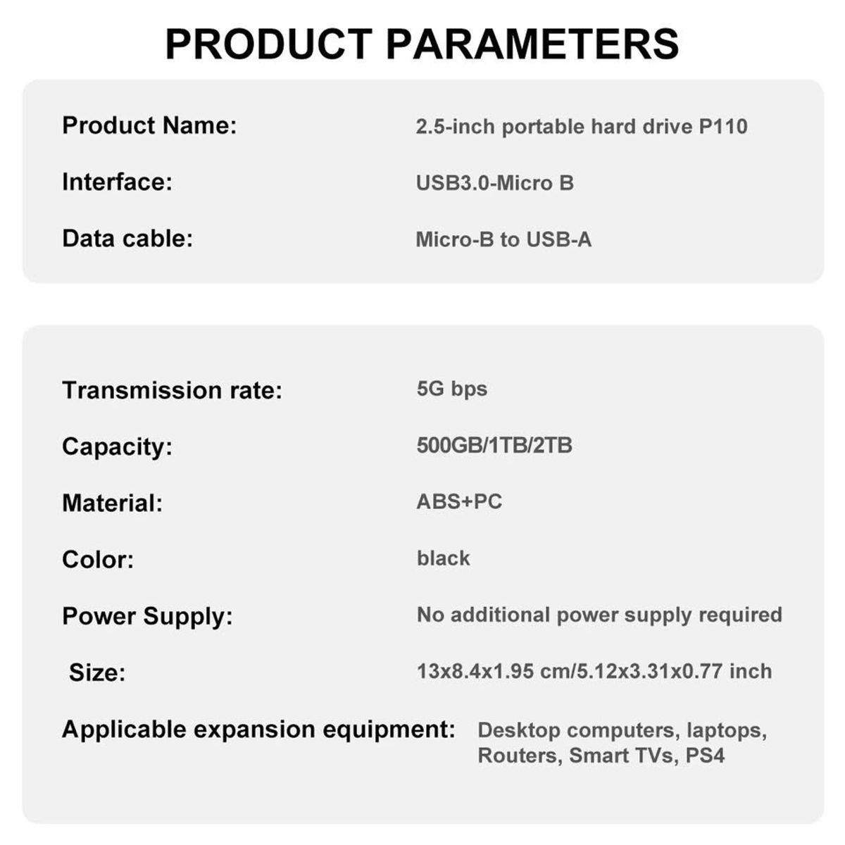 KODAK - KODAK P110 512GB 2,5 ''HDD disco duro externo portátil USB 3,0 5Gbps