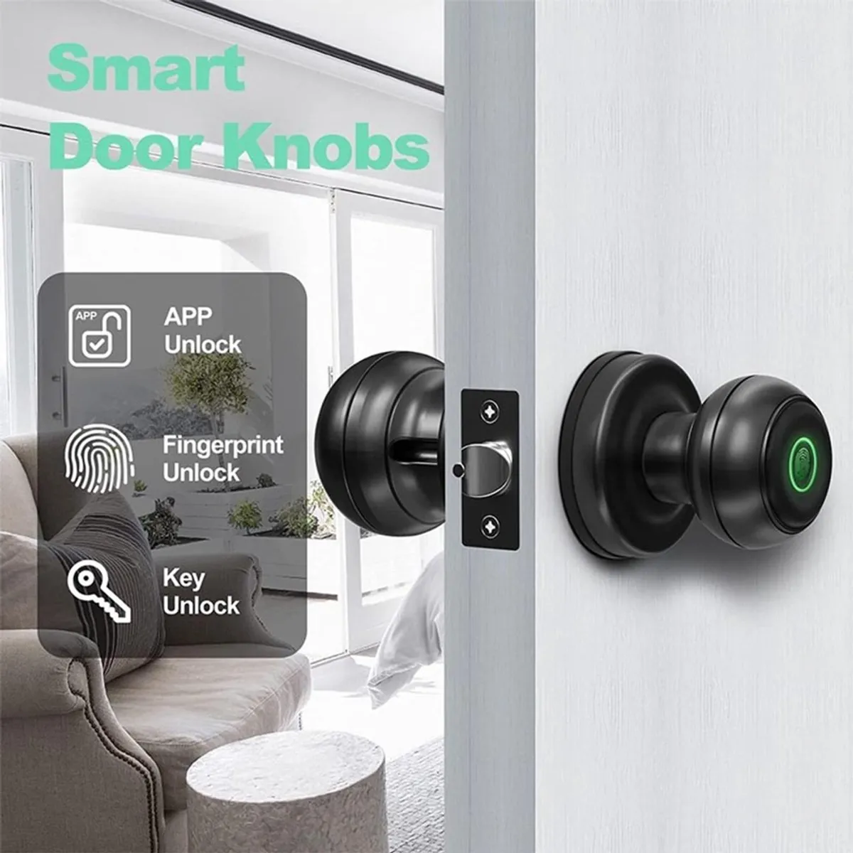 MN ELECTRONICS - Cerradura Inteligente Bluetooth de Perilla PST-Q1 App, Huella y Llave