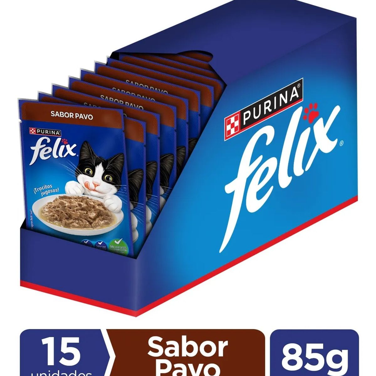 FELIX - Alimento Húmedo Para Gato Felix Sabor A Pavo 15 Und X 85gr