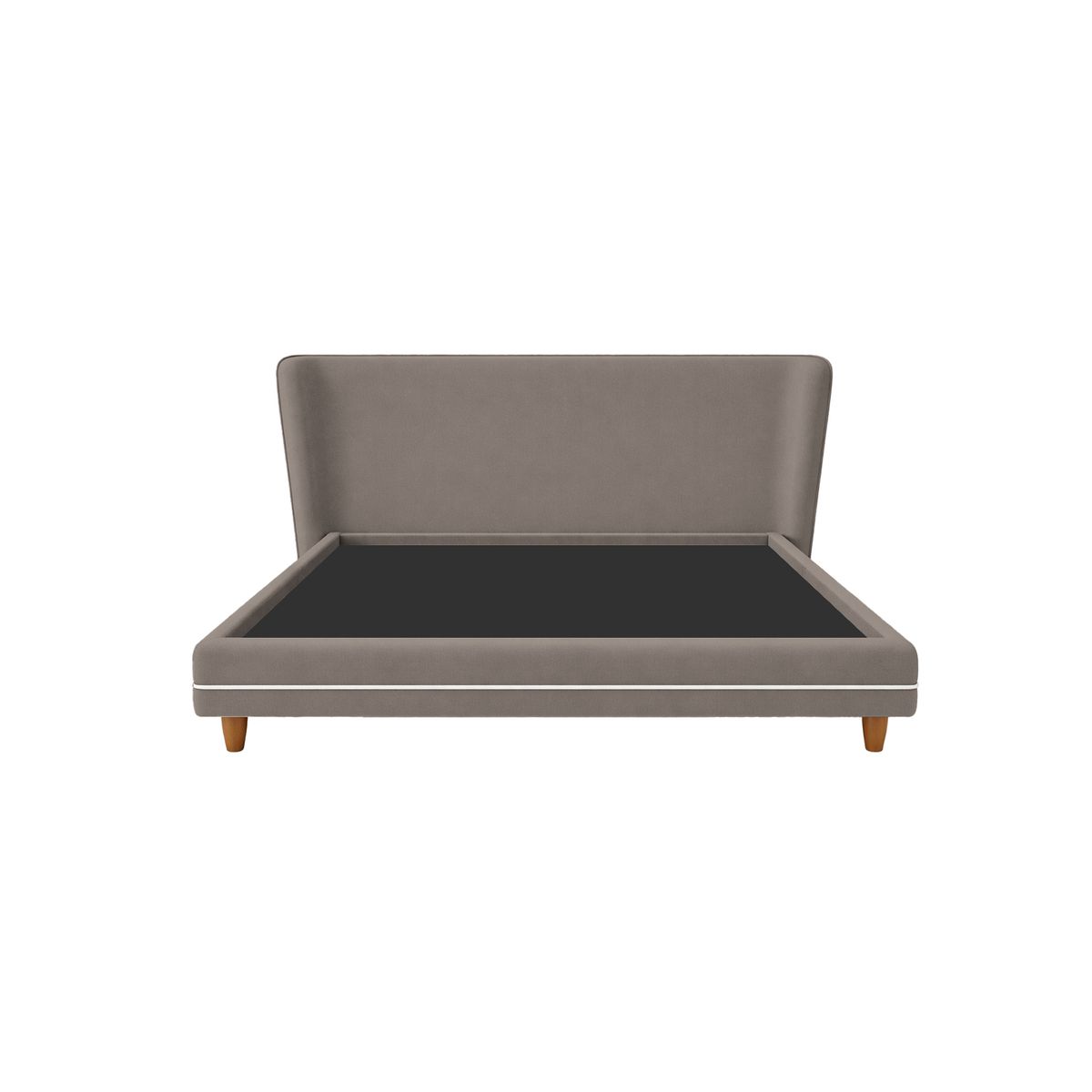 MUEBLES MACRUMO - Cama tapizada Ema con franja decorativa - 1.5plz - Biege Oscuro