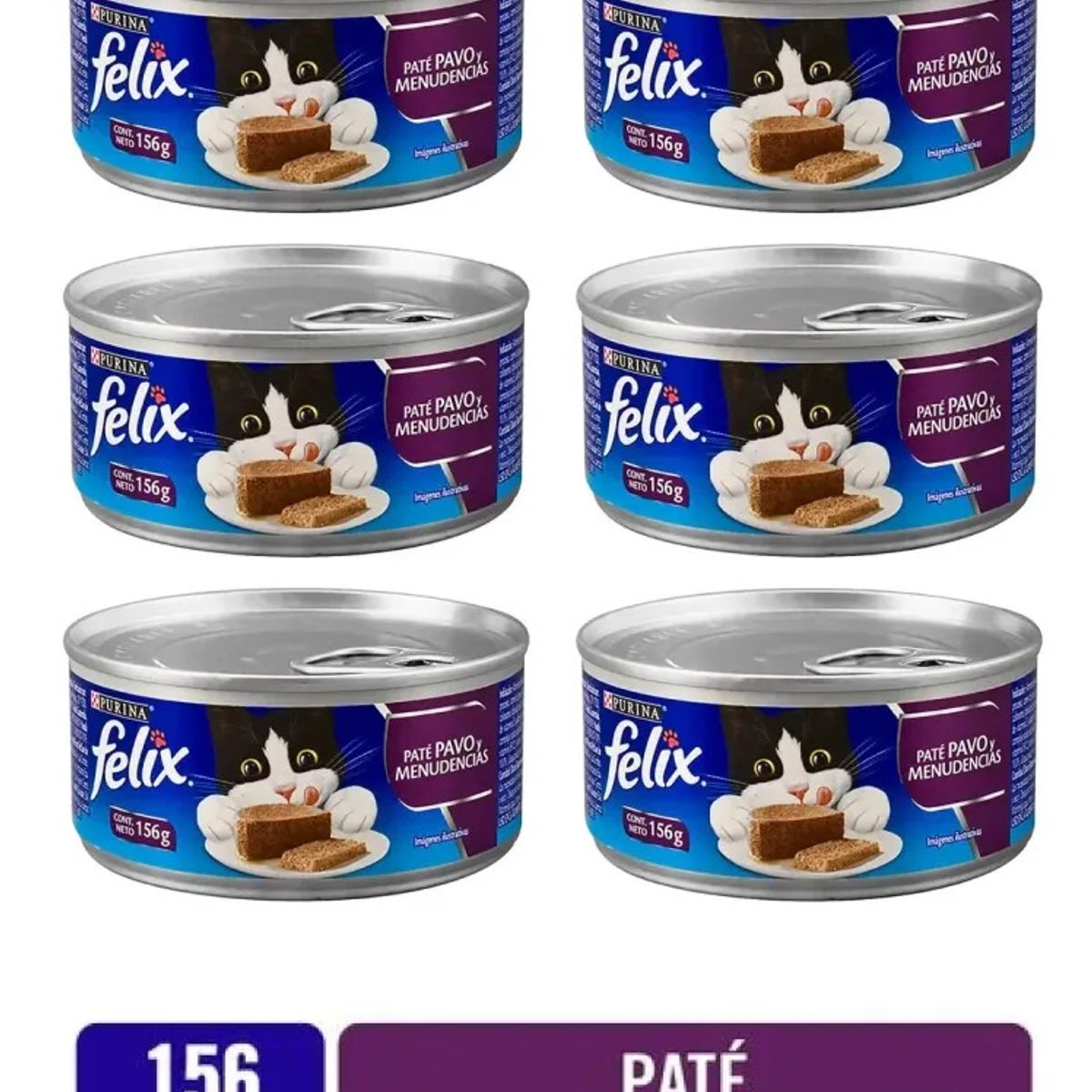 FELIX - Alimento Húmedo Para Gato Felix Paté Pavo Y Menudencias LATA X 6und