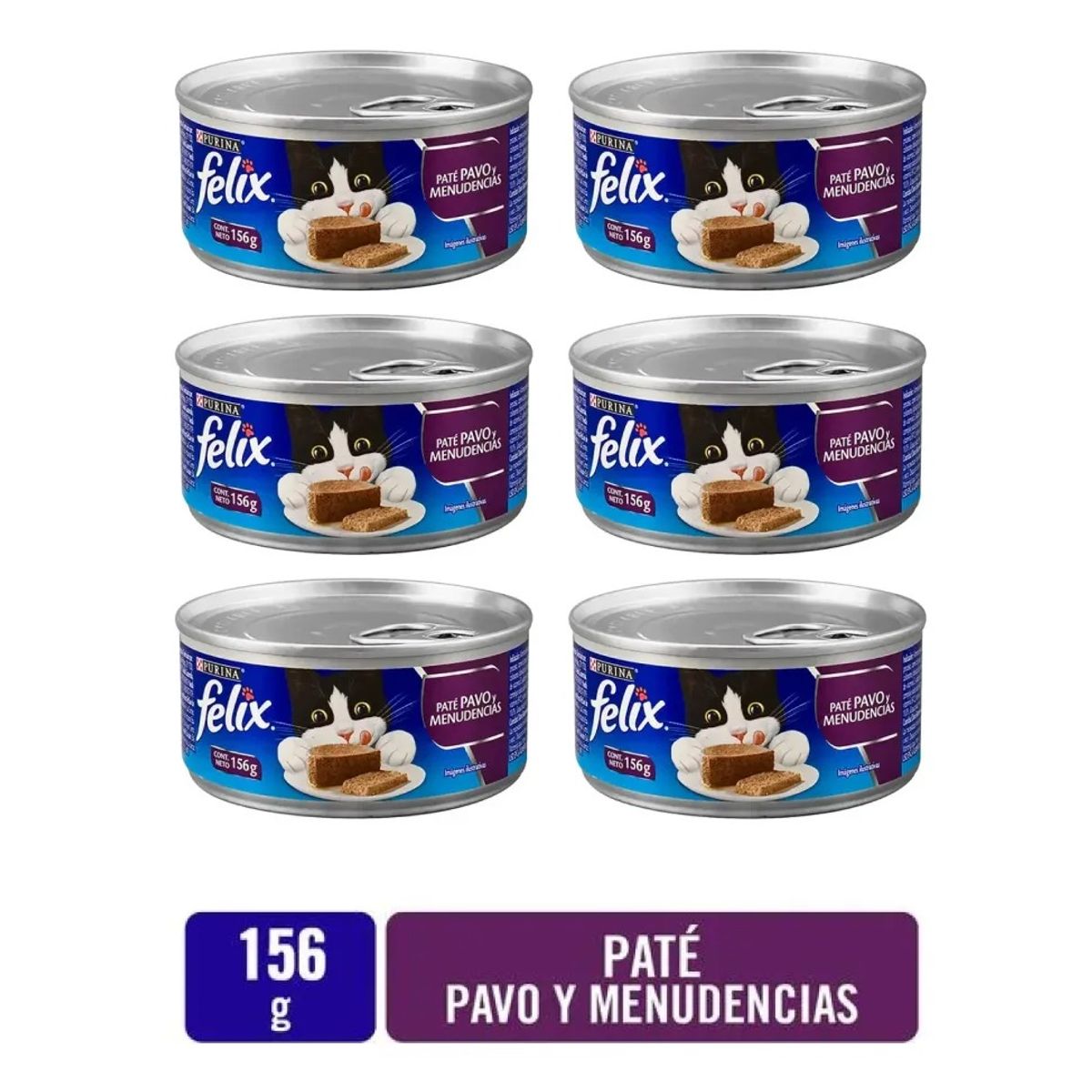 FELIX - Alimento Húmedo Para Gato Felix Paté Pavo Y Menudencias LATA X 6und
