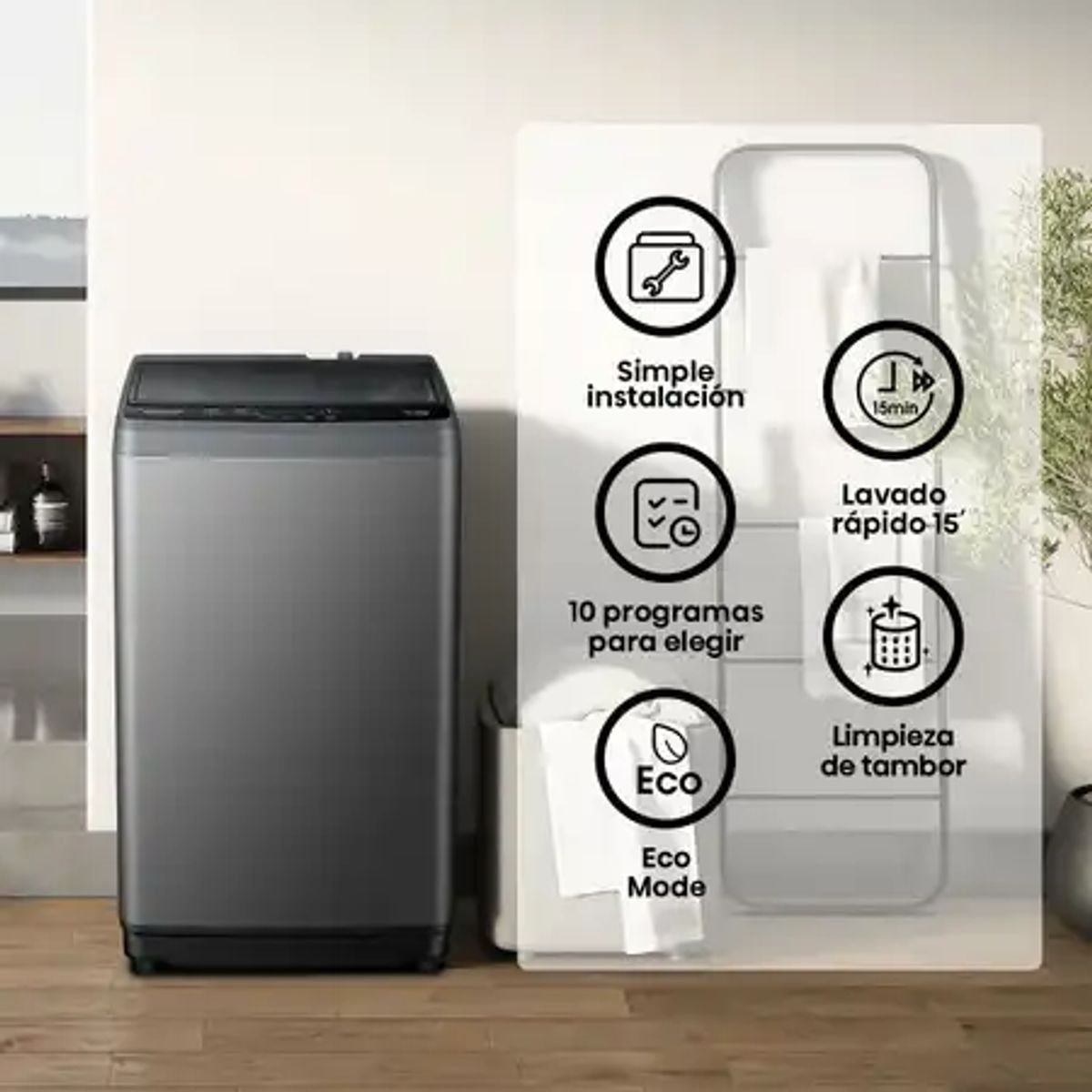 HISENSE - Lavadora 10.5kg carga superior WT1D1030UT Hisense