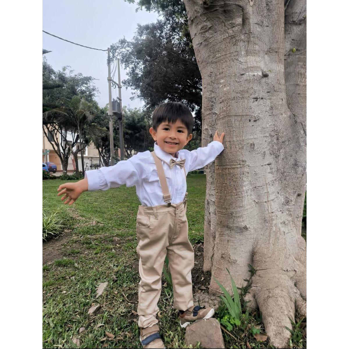 BANNITAS - Conjunto Formal Infantil 4 Piezas Niño Camisa Manga Larga Pantalón 36M Beige