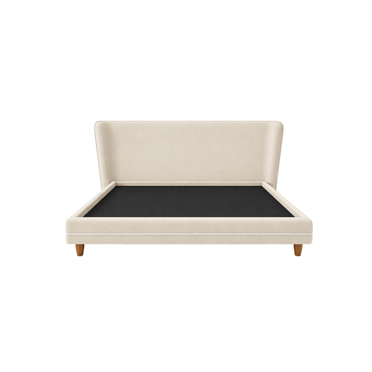 MUEBLES MACRUMO - Cama tapizada Ema con franja decorativa - King 2 piezas - beige claro