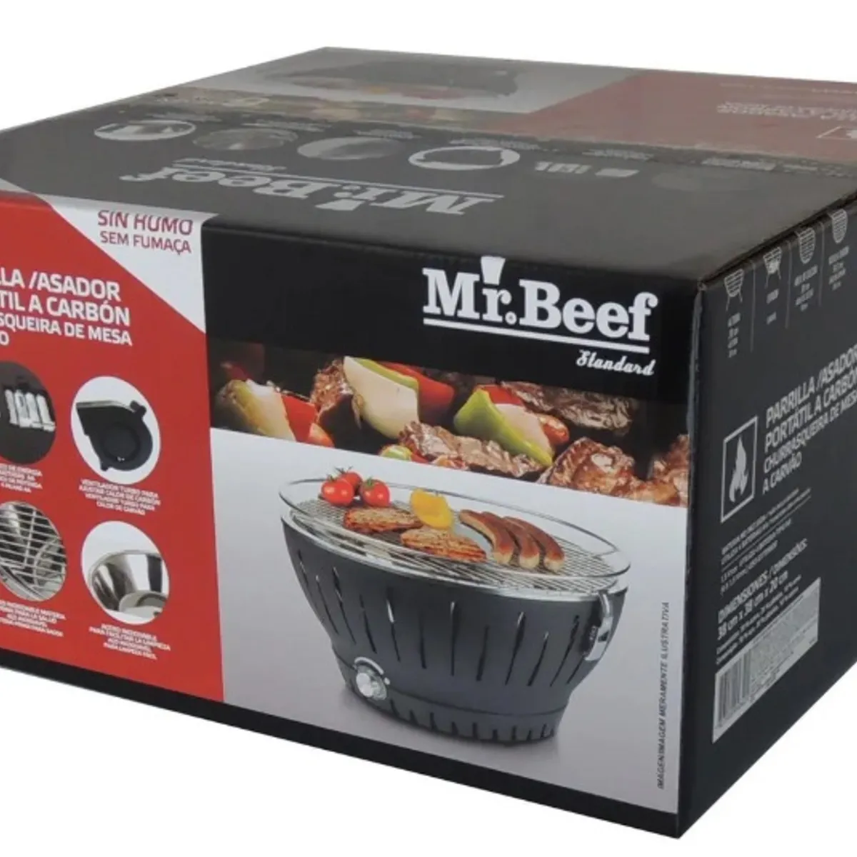 GENERICO - Parrila asador portatil a carbón 38x20x38cm