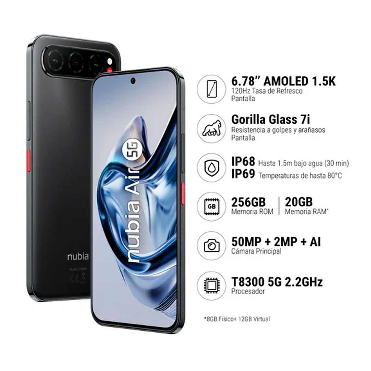 ZTE - ZTE NUBIA AIR 8GB 256GB NEGRO