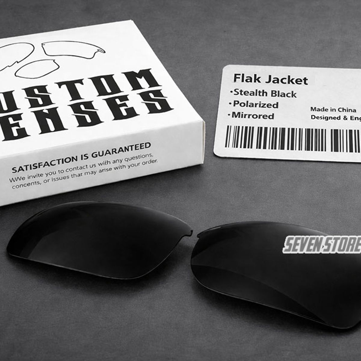 CUSTOM - Lunas repuesto para lentes de sol Flak Jacket OO9008 - Negro