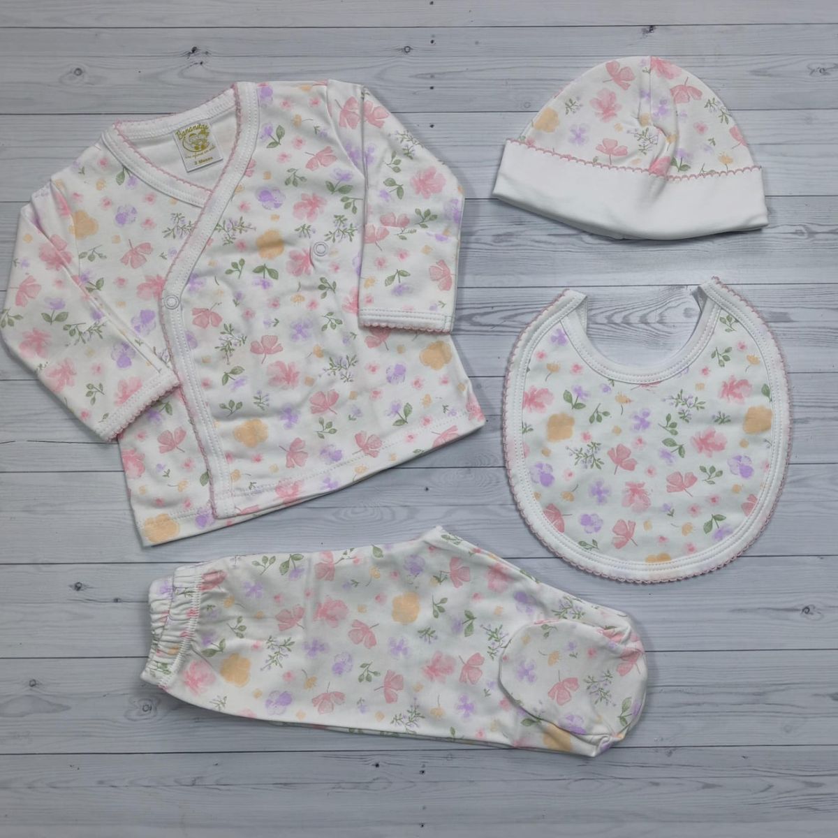 BANNITAS - Set recien nacido - Ajuar de bebé de algodón pima estampado Kimono Dulzura 3M