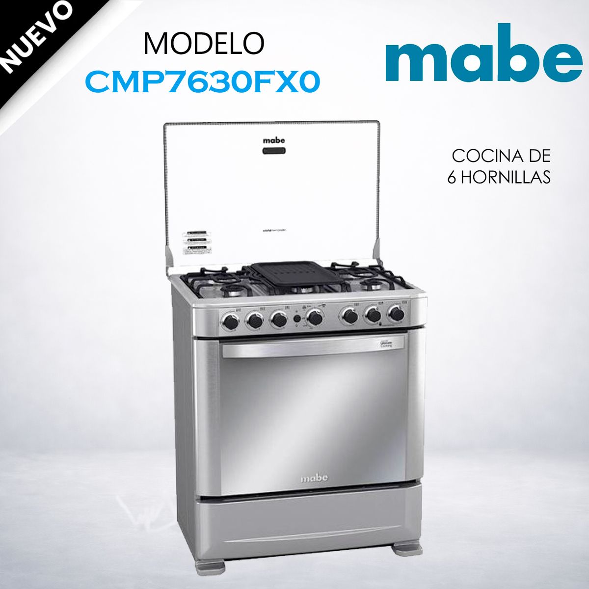 MABE - CMP7630FX0 - Cocina De Pie 6 Hornillas 76Cm Inox Mabe
