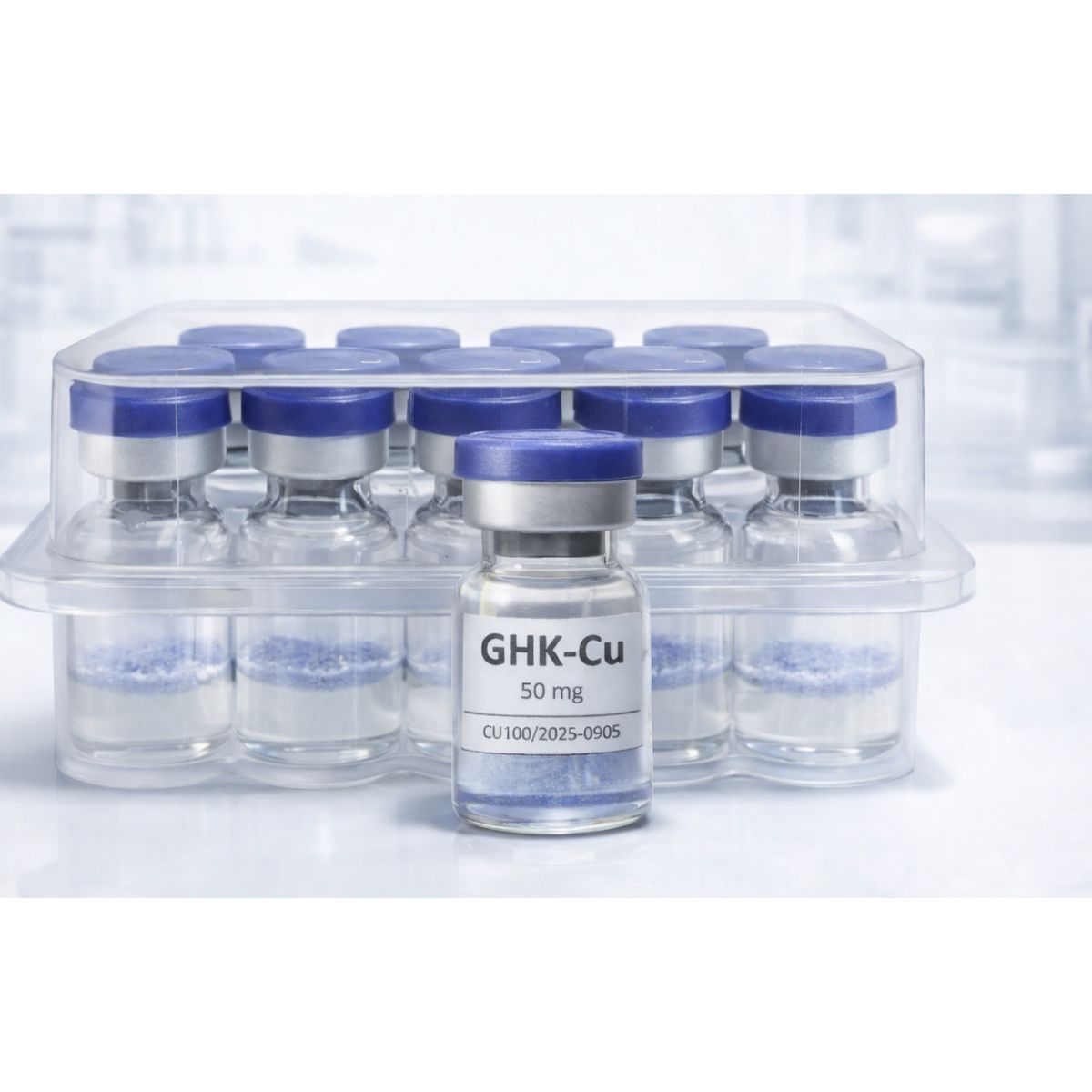 GENERICO - GHK-Cu 50 mg + 3 ml de solvente - Péptido de alta pureza - Enfoque estético para piel y cabello