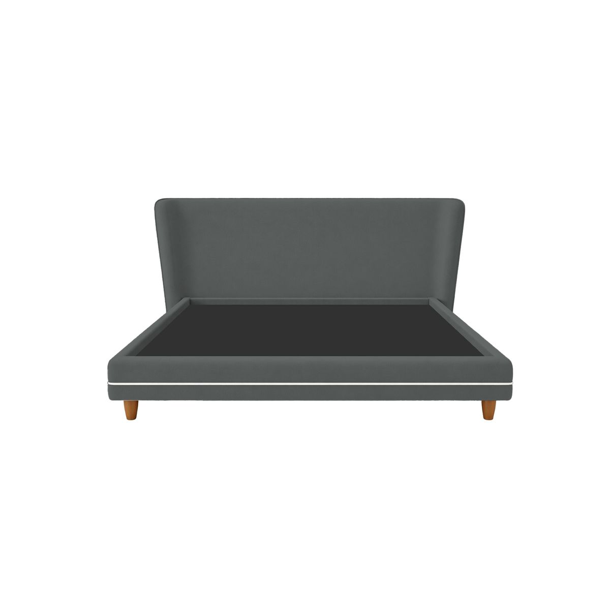 MUEBLES MACRUMO - Cama tapizada Ema con franja decorativa - 1.5plz -  Gris Oscuro