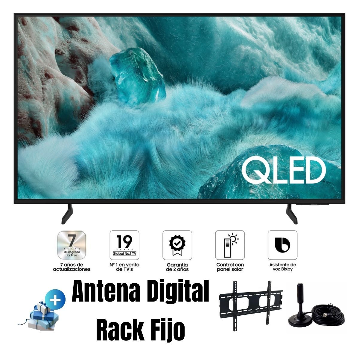 SAMSUNG - Televisor Samsung 50 UHD 4K QLED VISION AI QN50Q7FAAGXPE + Ant + Rack Fijo