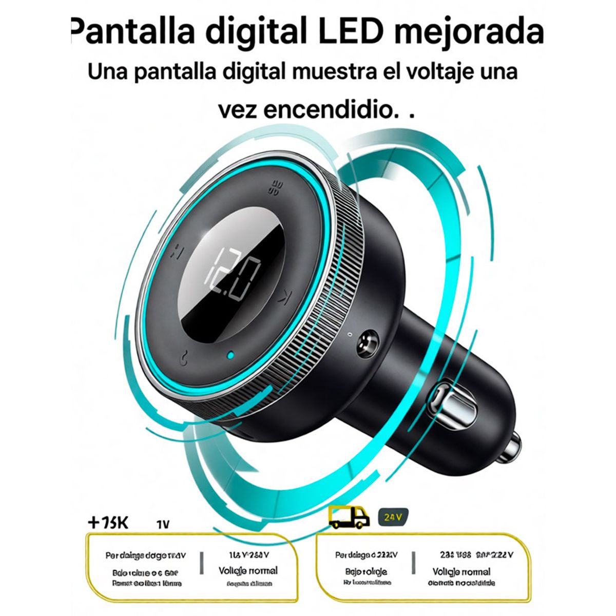 BASEUS - Cargador Celular Para Auto Transmisor Fm Mp3 Bluetooth 5.0