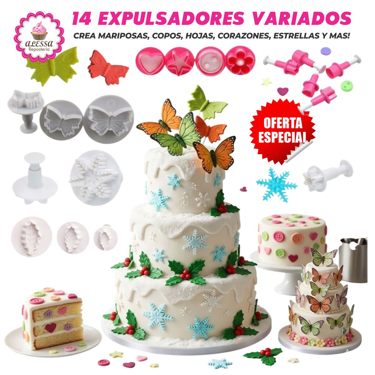 Set Premium de 14 Expulsadores Variados para Repostería, marca GENERICO - Foto Principal