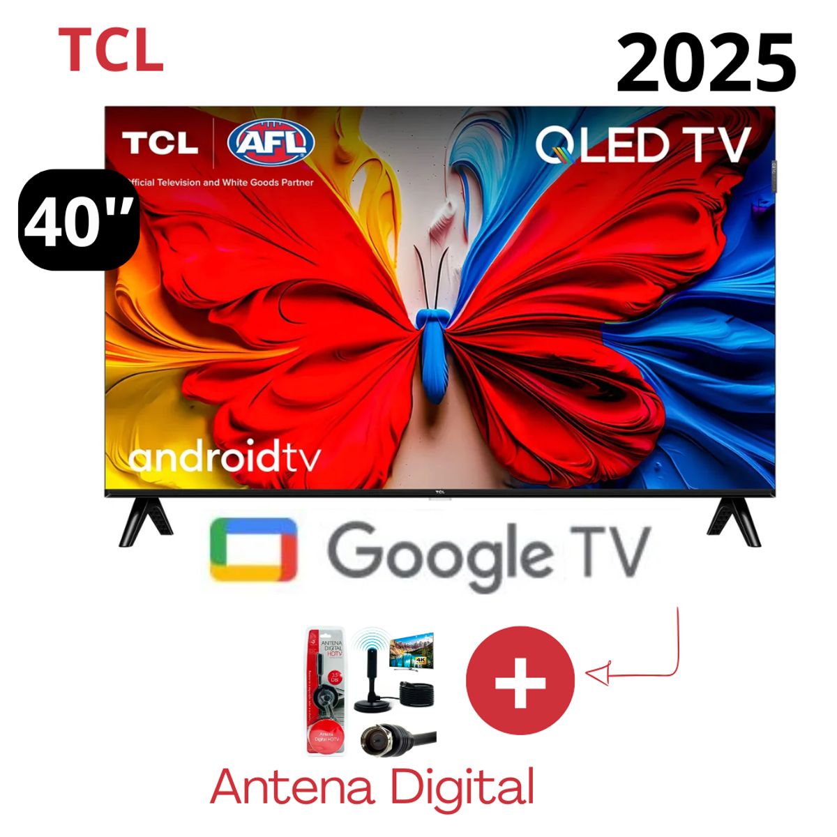 TCL - TELEVSOR TCL DE 40 QLED GOOGLE TV 40S5K 4K UHD + ANTENA DIGITAL