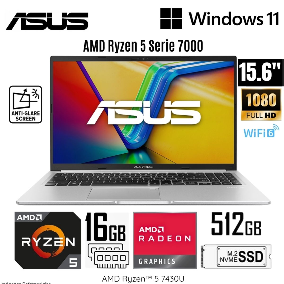ASUS - Laptop Asus Vivobook M1502YA-NJ544 AMD Ryzen 5-7430U 16GB RAM 512GB SSD 15.6"  FHD - Silver
