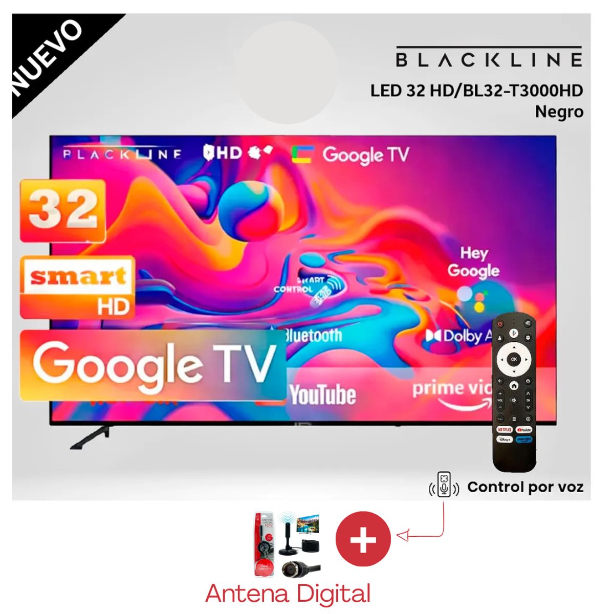 BLACKLINE - TELEVISOR BLACKLINE 32 HD SMART GOOGLE TV BL32-T3000HD + Antena Digital