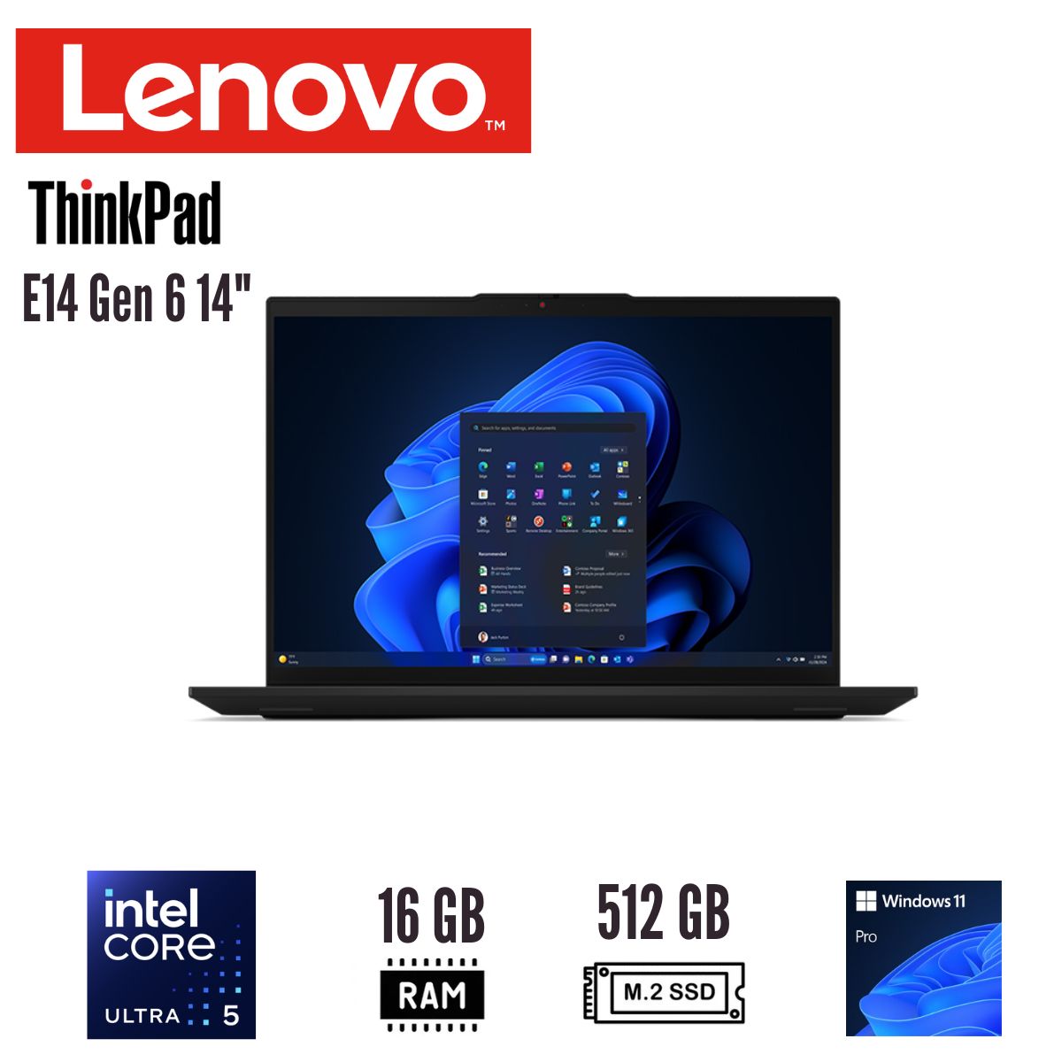 LENOVO - Notebook Lenovo ThinkPad E14 Gen 6 21M8001HLM 14" Core Ultra 5 125U 16GB DDR5 512GB SSD Windows 11
